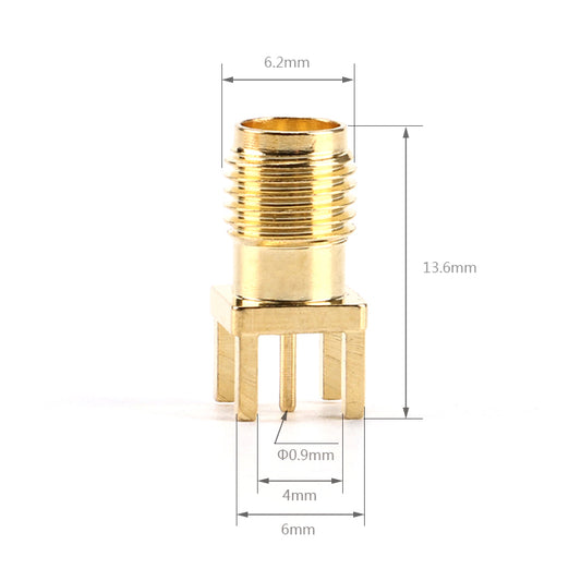 SMA Female Jack Solder Nut Edge PCB Clip Straight Mount Gold Plated RF SMA Connector Receptacle Solder