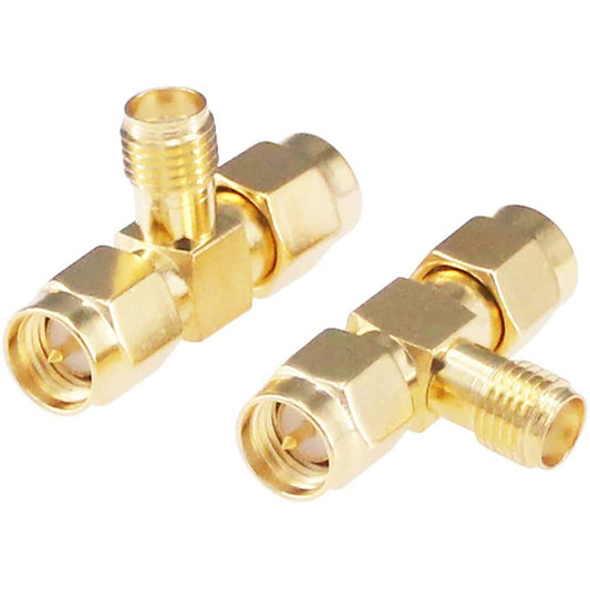 Antenna Adapter SMA Female to Dual SMA Male Connector T Type 3 Way Splitter Antenna Converter