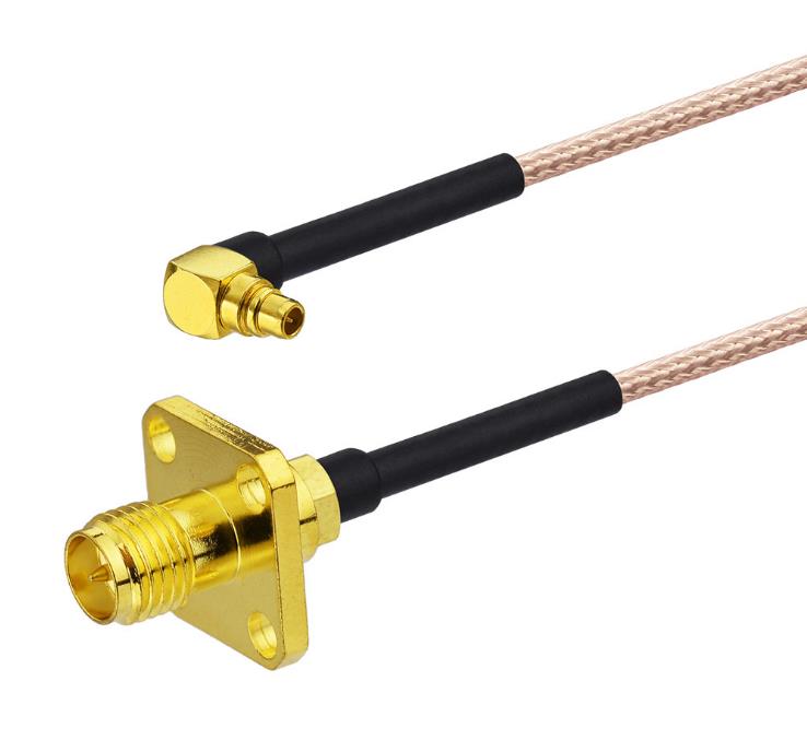 90Degree MMCX Male to RP-SMA Female Square Plate Four Hole RG316 Extension Coaxial Cable Adapter Conversion Cable