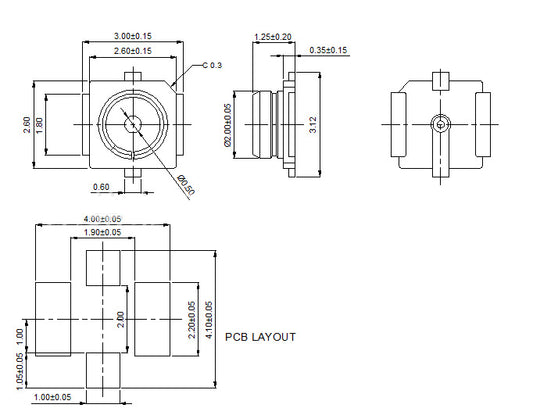 20279 RF Header U.FL Receptacle IPX I-PEX Connector