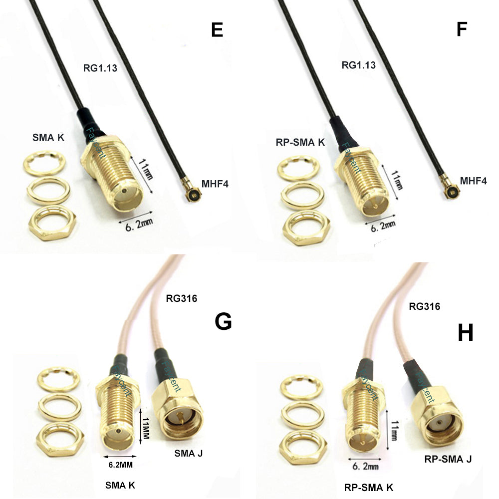 SMA MHF4 Connector RG1.13 RG316 Coaxial Cable Pigtail Cable