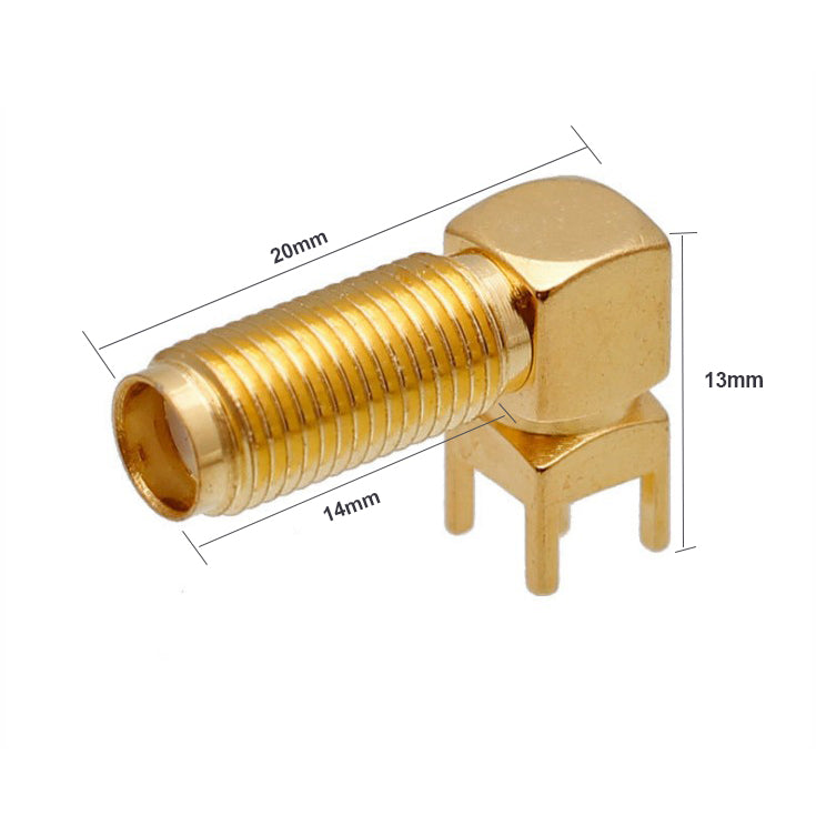 SMA Female Thru Hole PCB Mount Bulkhead Right Angle 20mm Long Version SMA RF Connector