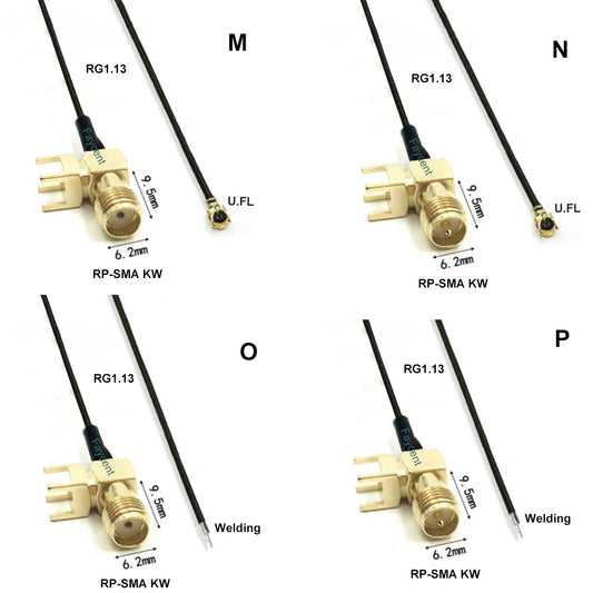 90 Degree/Right Angle SMA Female to U.FL/Welding RG1.13 Coaxial Cable